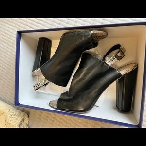 Vince Camuto shoes. Black, leather, open toe. Size 39/9